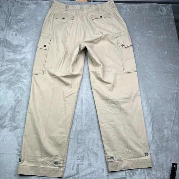 Vintage Polo Ralph Lauren Cargo Pants Mens 36x32 Khaki Relaxed Fit Pockets Twill